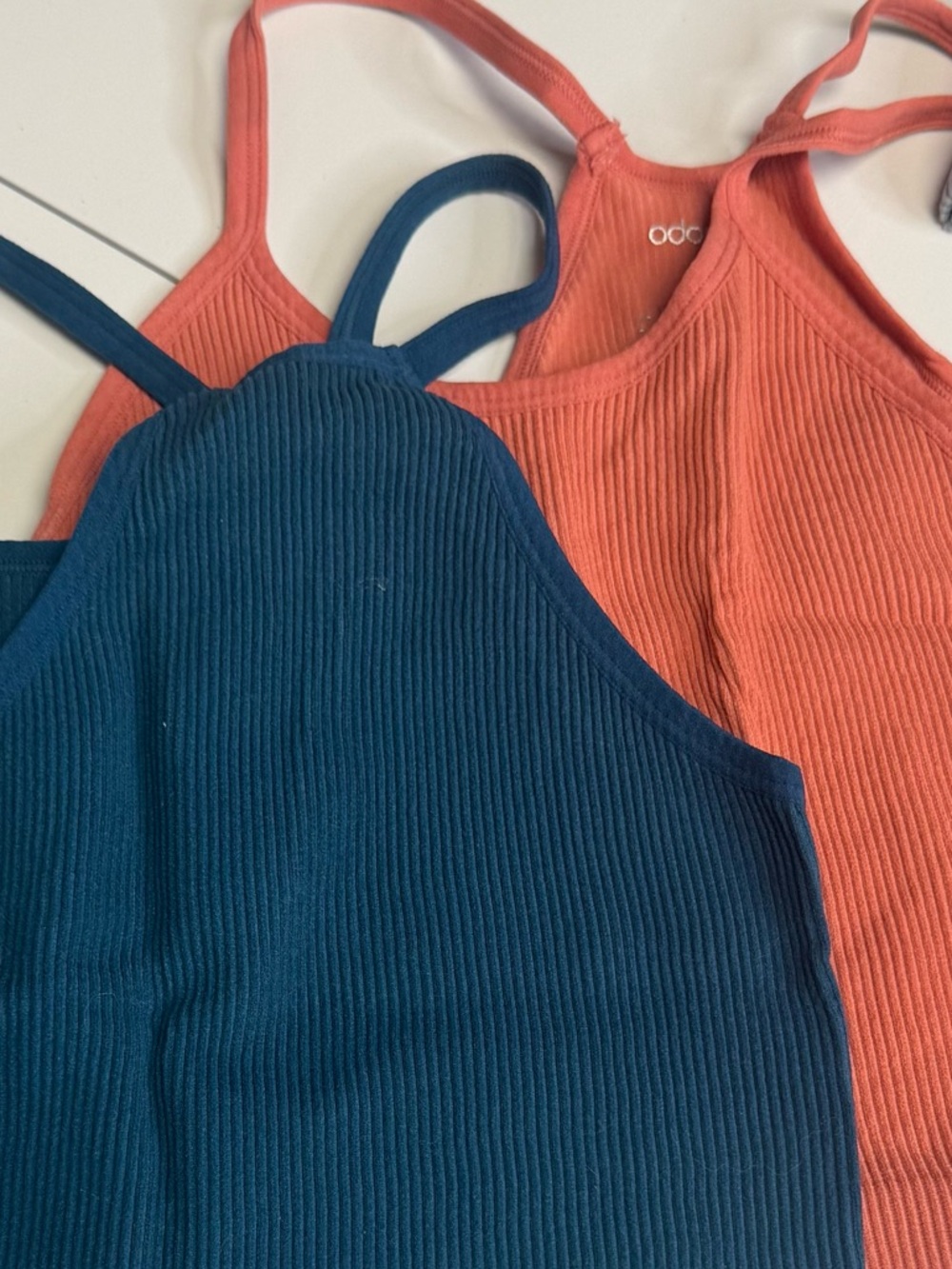 Women’s Ribbed racerback Halter Crop Tank - 2-Pack (Teal, Coral) Size M/L ododos - Picture 7 of 7